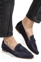Loafers Piele Naturala Minis Navy Suede - Bellini
