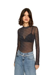 Bluza TOP MESH MONOGRAM - Karl Lagerfeld