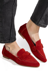 Loafers Piele Naturala Minis Red Suede - Bellini
