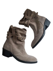 Botine Piele Naturala Berlin Taupe Suede - Dolly Shoes