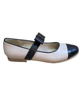 Balerini Piele Naturala Alina Beige Black - Dolly Shoes