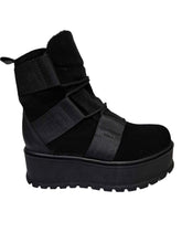 Ghete Piele Naturala Bertha Black Suede - Dolly Shoes
