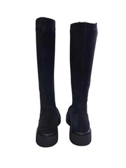Cizme Piele Naturala Zara Suede Black - Dolly Shoes