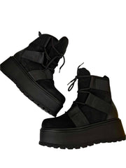Ghete Piele Naturala Bertha Black Suede - Dolly Shoes