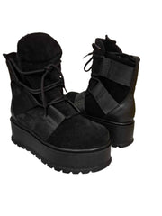 Ghete Piele Naturala Bertha Black Suede - Dolly Shoes
