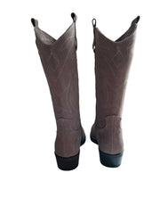 Botine Piele Naturala Madeline Grey Suede - Dolly Shoes