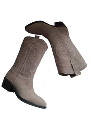 Botine Piele Naturala Madeline Grey Suede - Dolly Shoes