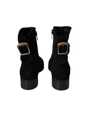 Ghete Piele Naturala Irina G Black Suede - Dolly Shoes
