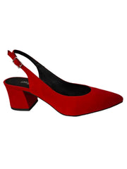 Pantofi Piele Naturala Alma Red Suede - Dolly Shoes