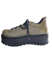Pantofi Piele Naturala Florence Olive Bizon - Dolly Shoes