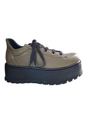 Pantofi Piele Naturala Florence Olive Bizon - Dolly Shoes