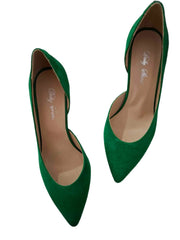 Pantofi Piele Naturala Rebecca Decupat Verde- Dolly Shoes