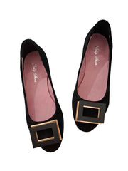 Balerini Piele Naturala Sabrina Black Suede - Dolly Shoes