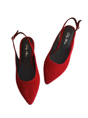 Balerini Piele Naturala PS64 Red Suede - Dolly shoes