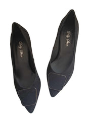 Pantofi Piele Naturala Bety Black Suede - Dolly Shoes