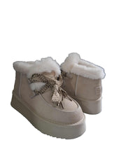 Ghete Piele Naturala Tip UGG Solo Soprani Corky Beige