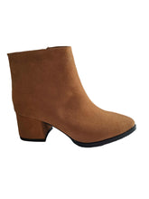 Botine Piele Naturala Savina Cognac Suede - Dolly Shoes