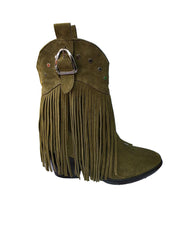 Botine Piele Naturala Giulia Green Suede - Dolly Shoes