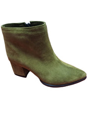 Botine Piele Naturala Savina Olive Suede - Dolly Shoes