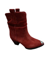 Botine Piele Naturala Ydalia Red Suede - Dolly Shoes