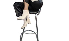Botine Piele Naturala Savina Bej Naplac- Dolly Shoes