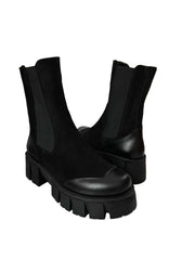 Ghete Piele Naturala Sophia Black Comb - Dolly Shoes