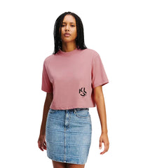 Tricou Cropped Monogram Tee Foxglove - Karl Lagerfeld