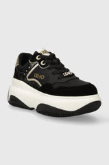 LIU JO JUNE 22 - SNEAKER COW BLACK/LIGHT GOLD