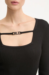 Rochie Knitted Logo Black - Karl Lagerfeld