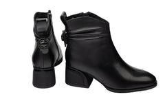 Ghete Piele Naturala JS1FA-699 Black Betina Scarpe