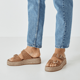 Papuci Piele Naturala Relax Cognac - Tamaris