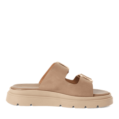 Papuci Piele Naturala Passo Taupe Nabuk - Tamaris