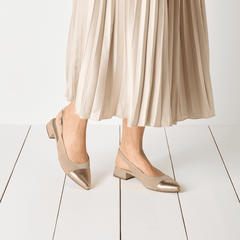 Pantofi Piele Naturala Lea Beige Gold - Tamaris