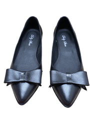 Balerini Piele Naturala 249 Negru Funda - Dolly Shoes