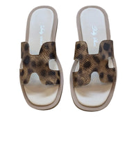 Papuci Piele Naturala Hava Animal Print - Dolly Shoes