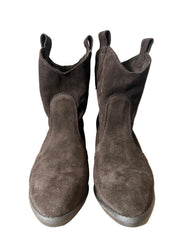 Botine Piele Naturala Sara Brown Suede - Dolly Shoes