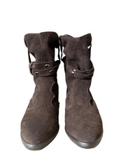 Botine Piele Naturala Saraya Brown Suede - Dolly Shoes