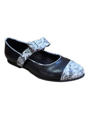 Balerini Piele Naturala Alina Black Snake - Dolly Shoes