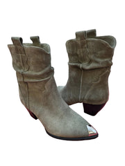 Botine Piele Naturala Ydalia Taupe Suede - Dolly Shoes