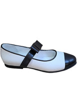 Balerini Piele Naturala Alina White Black - Dolly Shoes