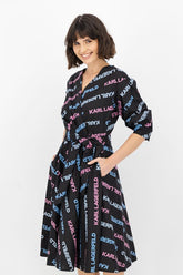 Rochie evazata, cu imprimeu logo - Karl Lagerfeld