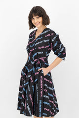 Rochie evazata, cu imprimeu logo - Karl Lagerfeld