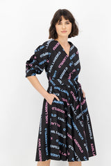 Rochie evazata, cu imprimeu logo - Karl Lagerfeld