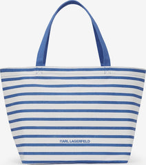 Geanta Ikon Print Stripe Shopper Blue-White - Karl Lagerfeld