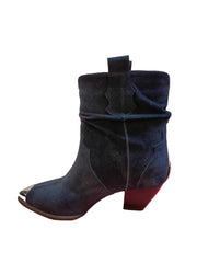 Botine Piele Naturala Ydalia Blue Suede - Dolly Shoes