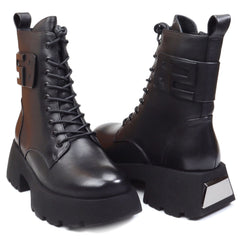 Ghete Piele Naturala Feeling Z086-08 Black