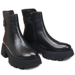Ghete Piele Naturala Feeling Z086-01 Black