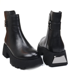 Ghete Piele Naturala Feeling Z086-01 Black