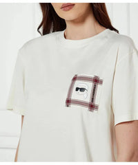 Camasa Noapte Ikon T-shirt Dress Cream - Karl Lagerfeld