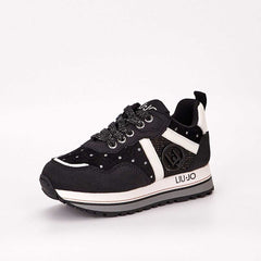 LIU JO MAXI WONDER 604 - SNEAKER MICROFIBER/GLITTER BLACK
